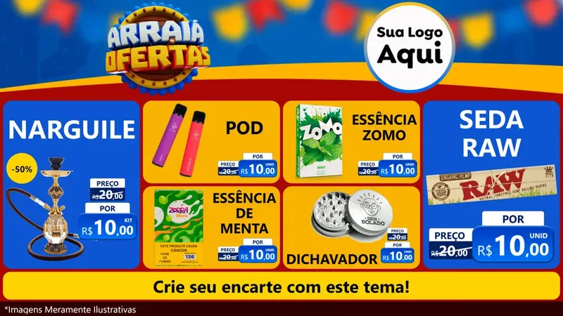Modelo de TV para TV Horizontal com o tema Arraiá de Ofertas - Junina para Tabacaria