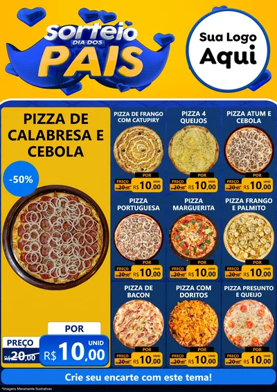 Modelo de Encarte para Encarte A4 Vertical com o tema Sorteio Dia dos Pais para Pizzaria