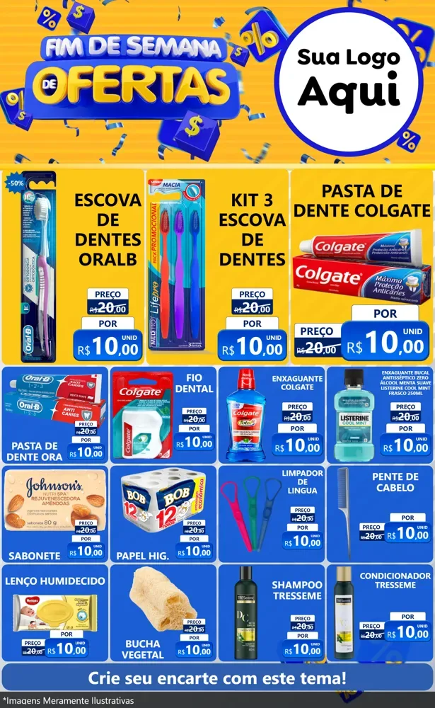 Modelo de Encarte para Encarte Grande com o tema Fim de Semana de Ofertas para Higiene Pessoal