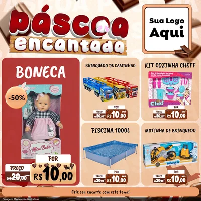Modelo de Rede Social para Feed Facebook com o tema Páscoa Encantada para Brinquedos