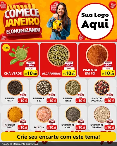 Modelo de Rede Social para Feed Instagram com o tema Comece Janeiro Economizando para Produtos Naturais