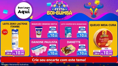 Modelo de TV para TV Horizontal com o tema Festa Boi-Bumbá para Frios e Laticínios