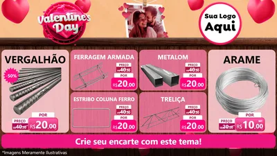 Modelo de TV para TV Horizontal com o tema Valentine's Day para Ferragens
