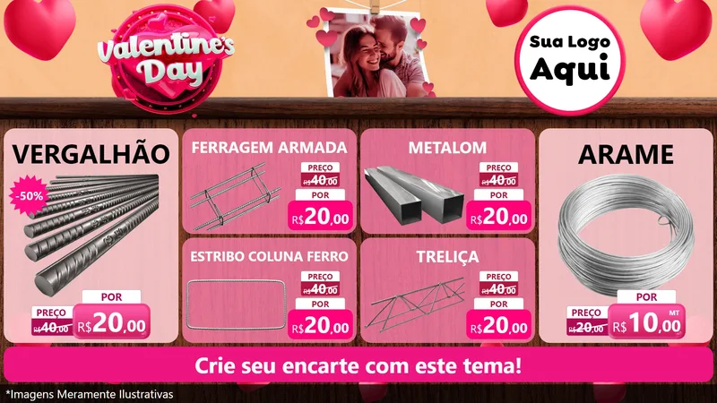 Modelo de TV para TV Horizontal com o tema Valentine's Day para Ferragens