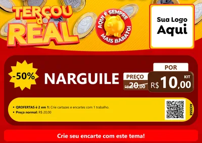 Modelo de Cartaz para Cartaz A4 Horizontal com o tema Terçou do Real para Tabacaria