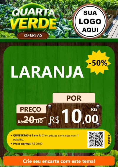 Modelo de Cartaz para Cartaz A4 Vertical com o tema Quarta Verde Ofertas para Hortifrúti