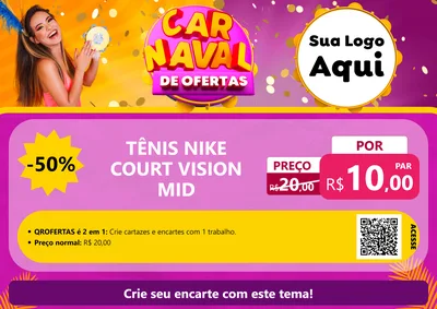 Modelo de Cartaz para Cartaz A4 Horizontal com o tema Carnaval de Ofertas para Calçados