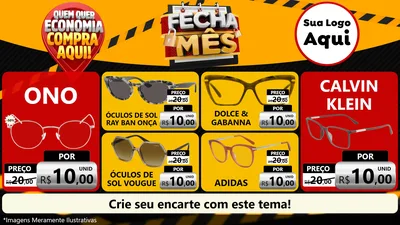 Modelo de TV para TV Horizontal com o tema Fecha Mês para Óticas