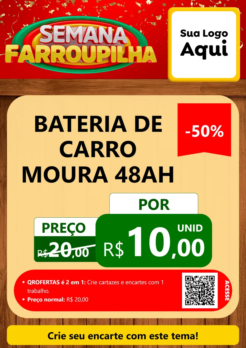 Modelo de Cartaz para Cartaz A4 Vertical com o tema Semana Farroupilha para Baterias Elétricas