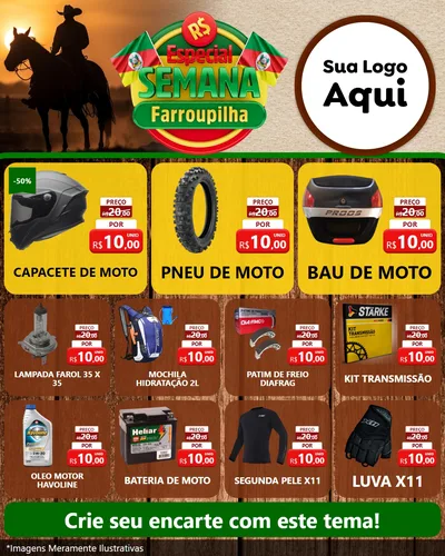 Modelo de Rede Social para Feed Instagram com o tema Especial Semana Farroupilha para Moto peças