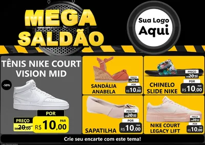Modelo de Encarte para Encarte A4 Horizontal com o tema Mega Saldão para Calçados