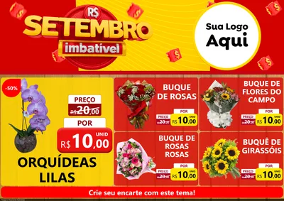 Modelo de Encarte para Encarte A4 Horizontal com o tema Setembro Imbatível para Floricultura e jardim
