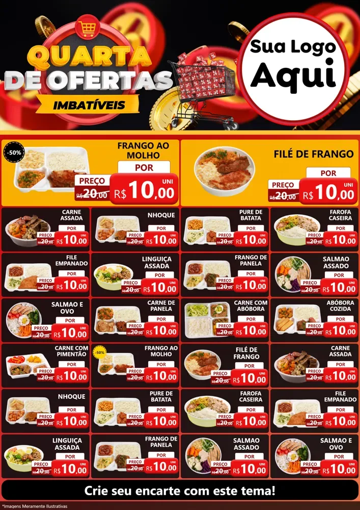 Modelo de Encarte para Encarte A4 Vertical com o tema Quarta de Ofertas Imbatíveis para Restaurante
