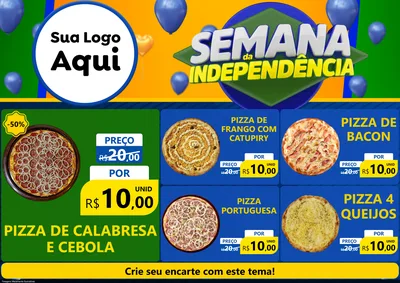Modelo de Encarte para Encarte A4 Horizontal com o tema Semana da Independência para Pizzaria