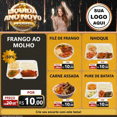 Modelo de Rede Social para Feed Facebook com o tema Liquida Ano Novo Imperdível para Restaurante