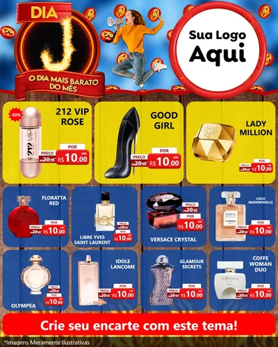 Modelo de Rede Social para Feed Instagram com o tema Dia J - O Dia Mais Barato Do Mês para Perfumes