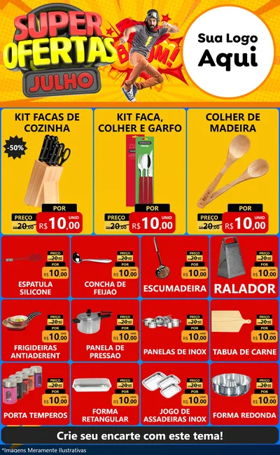 Modelo de Encarte para Encarte Grande com o tema Super Ofertas Julho para Utilidades Domésticas