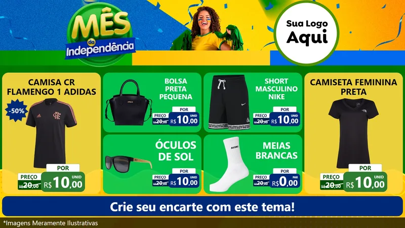 Modelo de TV para TV Horizontal com o tema Mês da Independência para Roupas e acessórios