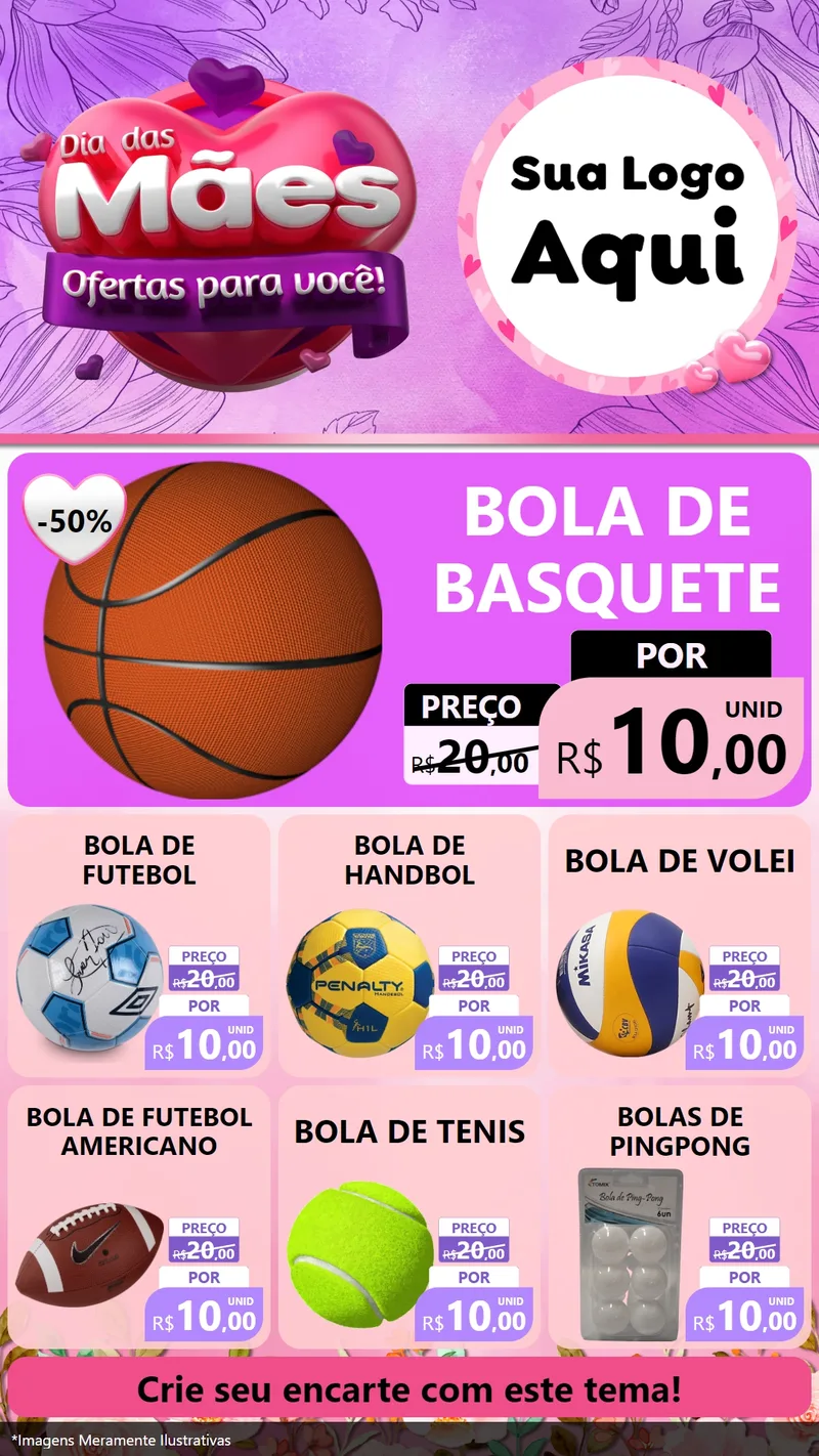 Modelo de Rede Social para Stories com o tema Dia das Mães Ofertas para Você! para Artigos Esportivos