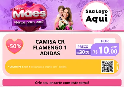 Modelo de Cartaz para Cartaz A4 Horizontal com o tema Dia das Mães Ofertas para Você! para Roupas e acessórios