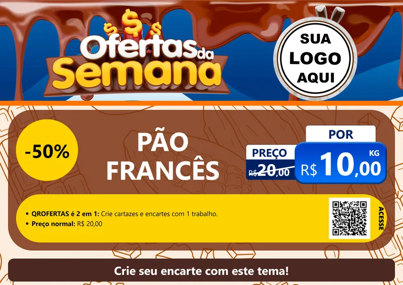 Modelo de Cartaz para Cartaz A4 Horizontal com o tema Ofertas da Semana - Páscoa para Padaria