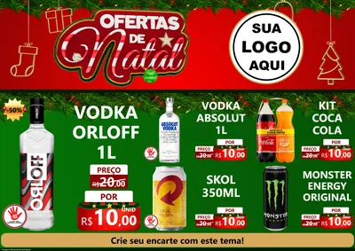 Modelo de Encarte para Encarte A4 Horizontal com o tema Ofertas de Natal para Distribuidora de bebidas