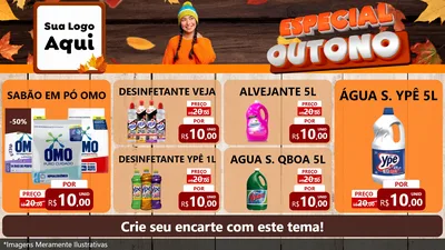 Modelo de TV para TV Horizontal com o tema Especial Outono para Produtos de Limpeza