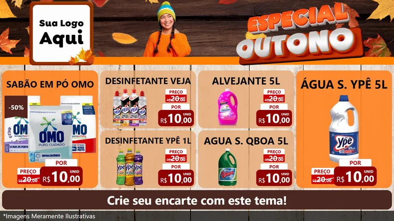 Modelo de TV para TV Horizontal com o tema Especial Outono para Produtos de Limpeza