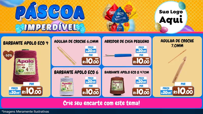 Modelo de TV para TV Horizontal com o tema Páscoa Imperdível para Armarinho e Aviamentos