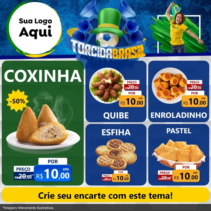 Modelo de Rede Social para Feed Facebook com o tema Torcida Brasil - Copa para Salgadaria