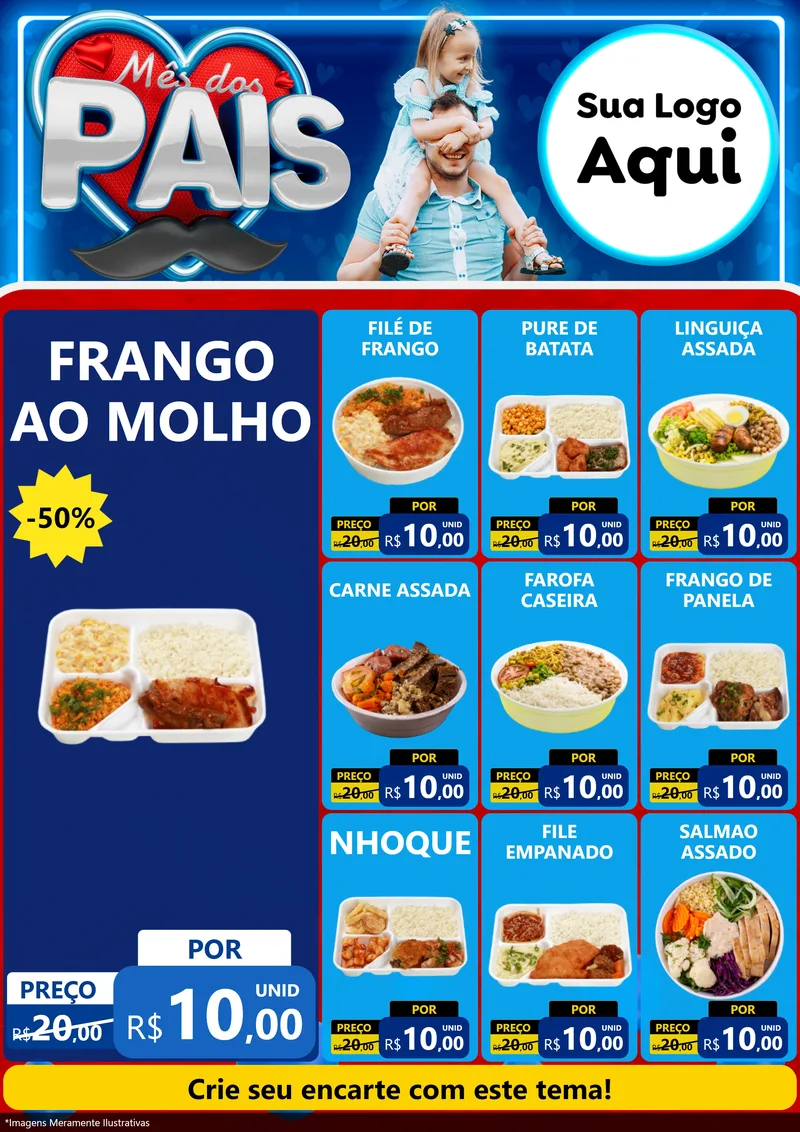 Modelo de Encarte para Encarte A4 Vertical com o tema Mês Dos Pais para Restaurante