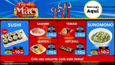 Modelo de TV para TV Horizontal com o tema Dia das Mães para Comida japonesa