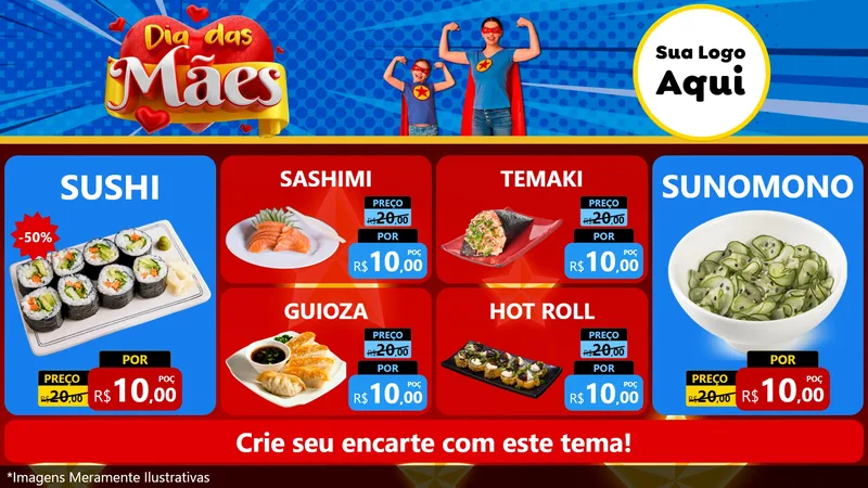 Modelo de TV para TV Horizontal com o tema Dia das Mães para Comida japonesa