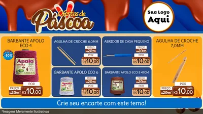 Modelo de TV para TV Horizontal com o tema Ofertas de Páscoa para Armarinho e Aviamentos