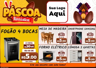 Modelo de Encarte para Encarte A4 Horizontal com o tema Páscoa Fantástica para Móveis e Eletro