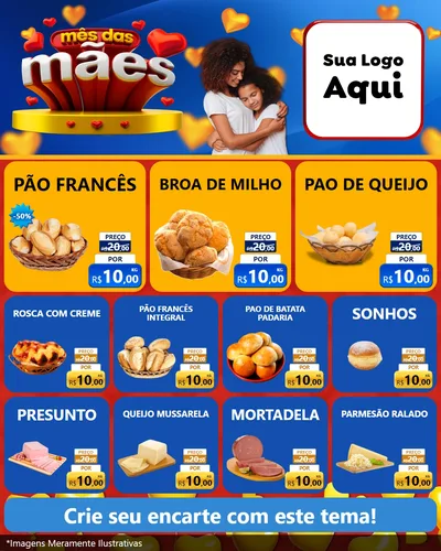 Modelo de Rede Social para Feed Instagram com o tema Mês das Mães para Padaria
