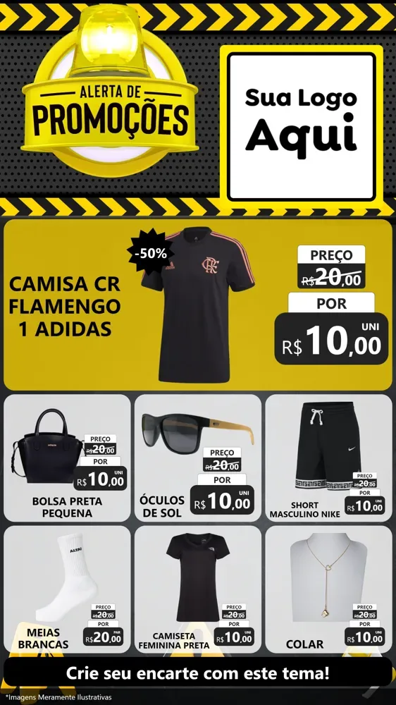 Modelo de Rede Social para Stories com o tema Alerta de Promoções para Roupas e acessórios