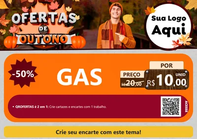 Modelo de Cartaz para Cartaz A4 Horizontal com o tema Ofertas de Outono para Água e gás
