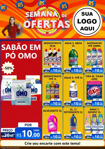 Modelo de Encarte para Encarte A4 Vertical com o tema Semana de Ofertas para Produtos de Limpeza