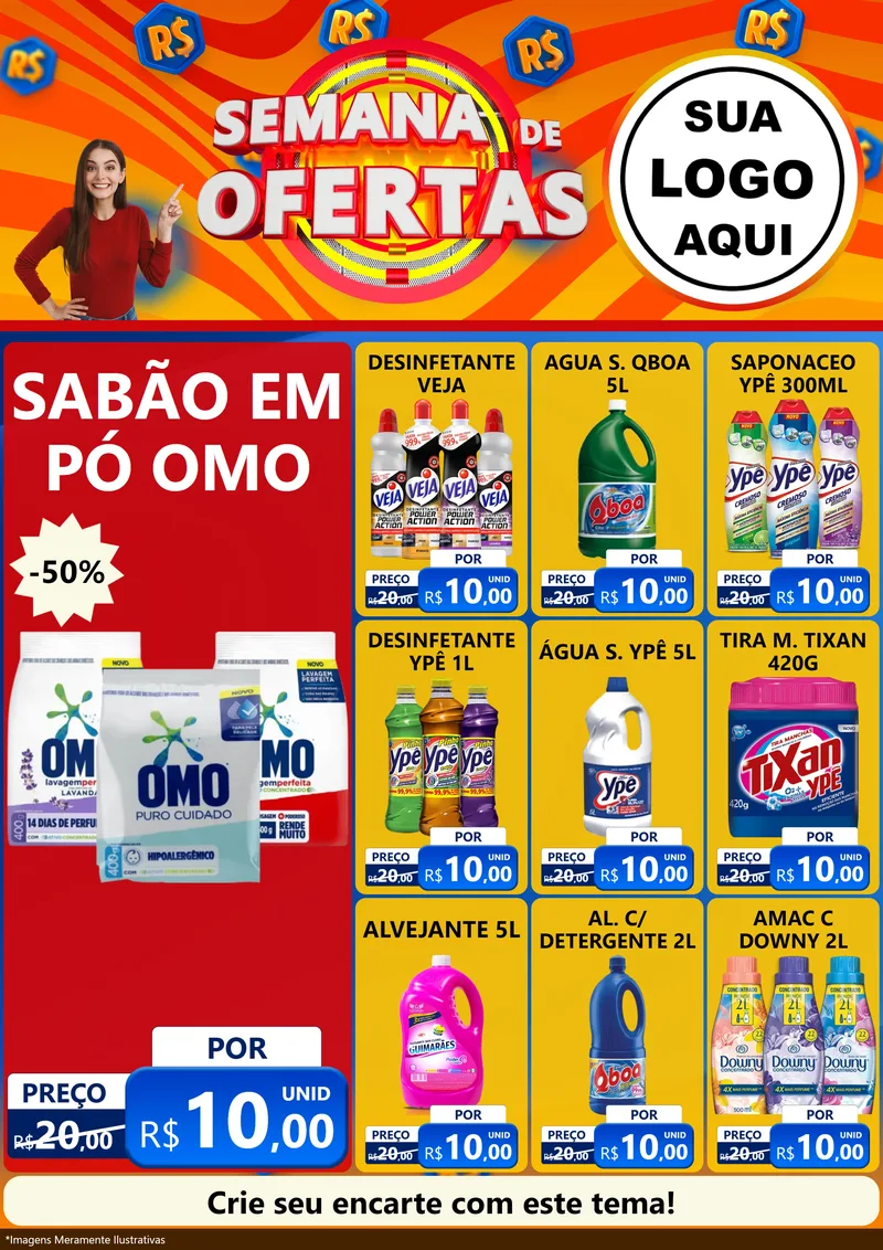Modelo de Encarte para Encarte A4 Vertical com o tema Semana de Ofertas para Produtos de Limpeza