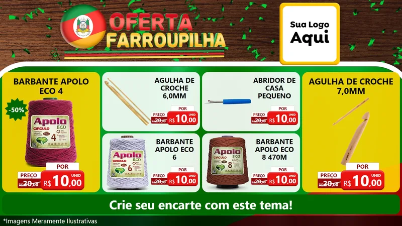 Modelo de TV para TV Horizontal com o tema Oferta Farroupilha para Armarinho e Aviamentos