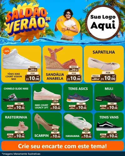 Modelo de Rede Social para Feed Instagram com o tema Saldão de Verão para Calçados