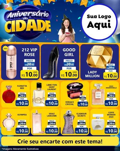 Modelo de Rede Social para Feed Instagram com o tema Aniversário da Cidade para Perfumes