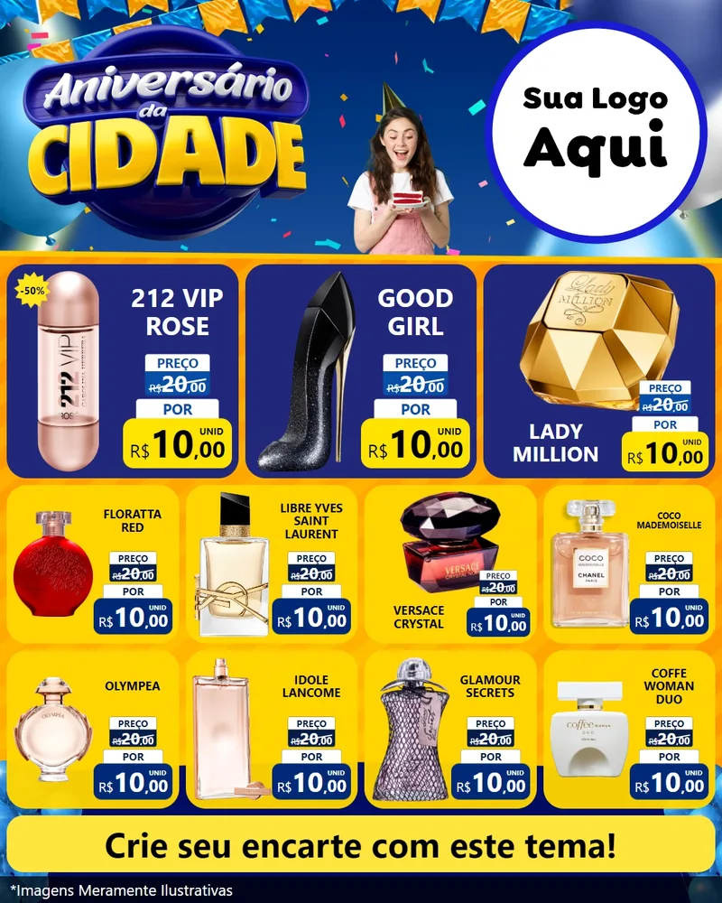 Modelo de Rede Social para Feed Instagram com o tema Aniversário da Cidade para Perfumes