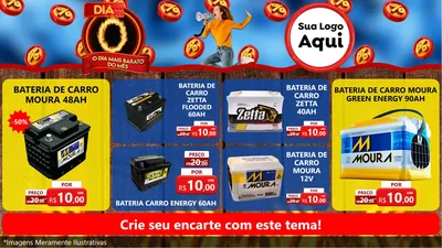 Modelo de TV para TV Horizontal com o tema Dia O - O Dia Mais Barato Do Mês para Baterias Elétricas