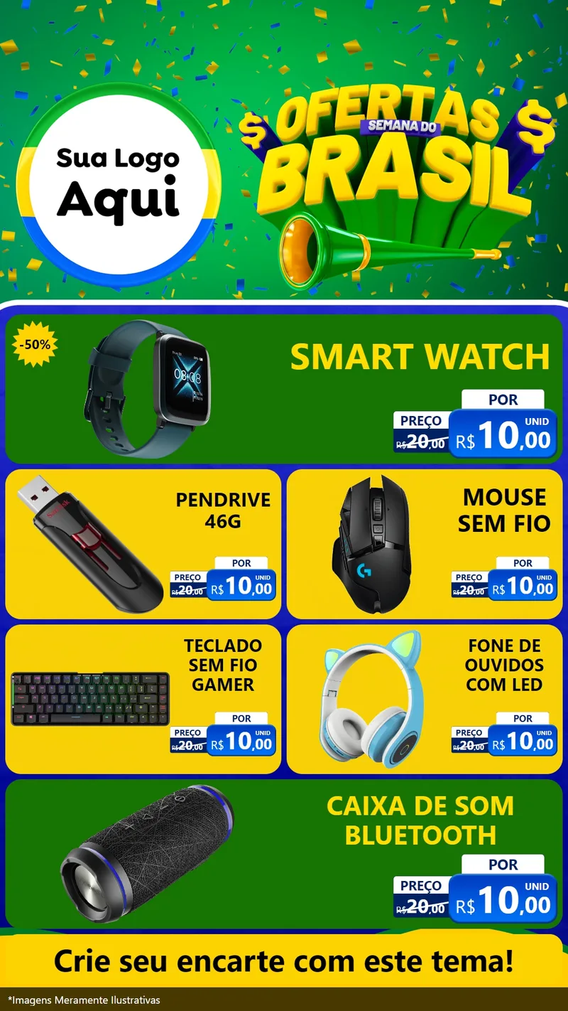 Modelo de TV para TV Vertical com o tema Ofertas Semana do Brasil para Informática
