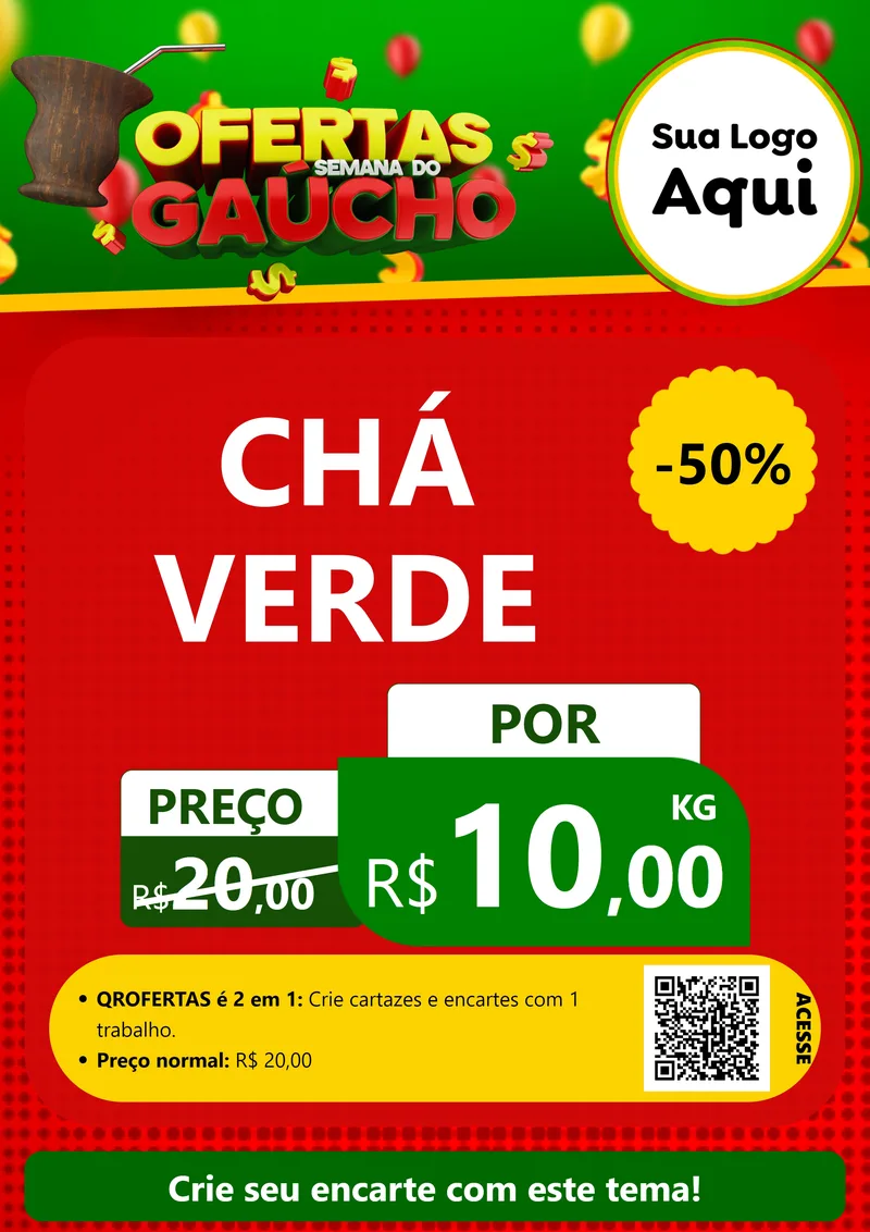 Modelo de Cartaz para Cartaz A4 Vertical com o tema Ofertas Semana Do Gaúcho para Produtos Naturais