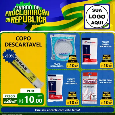 Modelo de Rede Social para Feed Facebook com o tema Feriado da Proclamação da República para Embalagens
