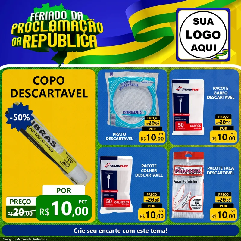 Modelo de Rede Social para Feed Facebook com o tema Feriado da Proclamação da República para Embalagens