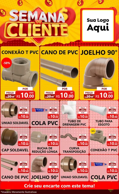Modelo de Encarte para Encarte Grande com o tema Semana do Cliente para Tubos e conexões
